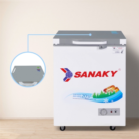 Tủ đông Sanaky VH-1599HYK, 100 lít, tủ trữ sữa mặt kính cường lực