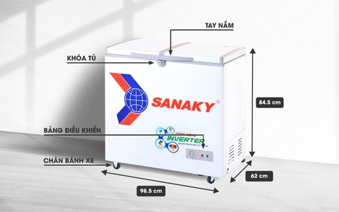 Tủ đông sanaky VH-2599A3, inverter 208 lít, 1 ngăn đông, dàn lạnh đồng