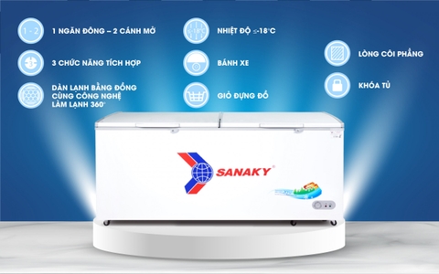Tủ đông Sanaky VH-5699HY, 410 lít, 1 ngăn đông, dàn lạnh đồng