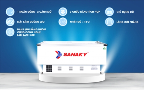 Tủ đông Sanaky VH-999K, 516 lít, 1 ngăn đông, Dàn lạnh nhôm, Kính lùa