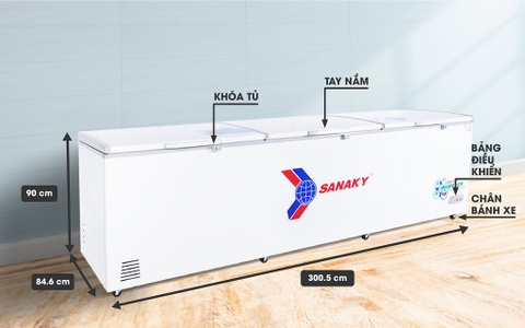 Tủ đông sanaky VH-1399HY3, inverter 1140 lít, 1 ngăn đông, dàn lạnh đồng