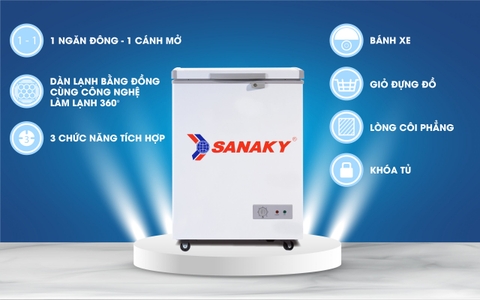 Tủ đông Sanaky VH-1599HY, 100 lít, 1 ngăn đông, dàn lạnh đồng