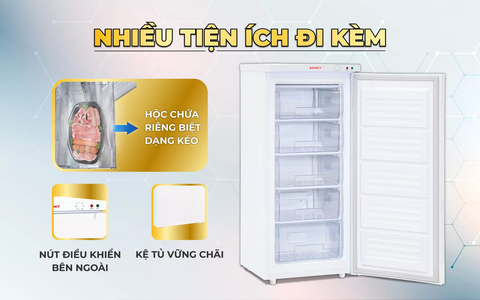 Tủ đông Sanaky VH-180VD, Tủ đứng 150 lít, 1 cánh