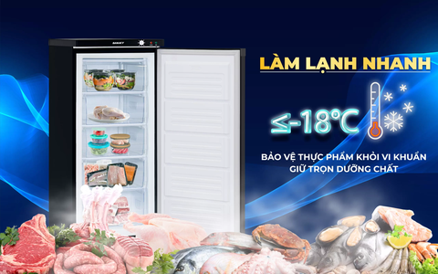 Tủ đông Sanaky VH-180VD3, Tủ đứng 150 lít, inverter, 1 cánh