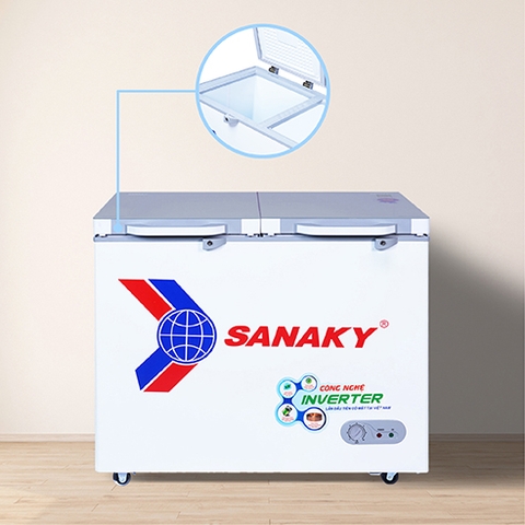 Tủ đông Sanaky VH-3699A4K, inverter 270 lít, 1 ngăn đông, mặt kính cường lực