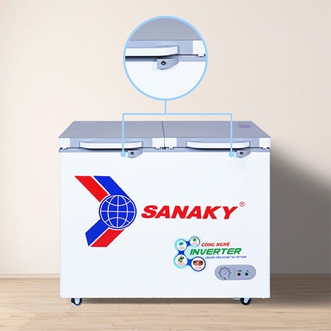 Tủ đông Sanaky VH-4099W4K, inverter 280 lít, 2 ngăn đông, mát, mặt kính cường lực