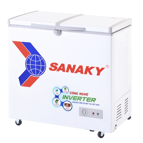 Tủ đông sanaky VH-2599W3, inverter 195 lít, 2 ngăn đông, mát, dàn lạnh đồng