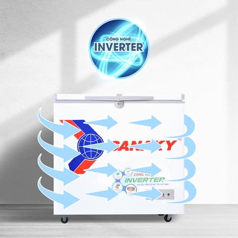 Tủ đông sanaky VH-2899W3, inverter 220 lít, 2 ngăn đông, mát dàn