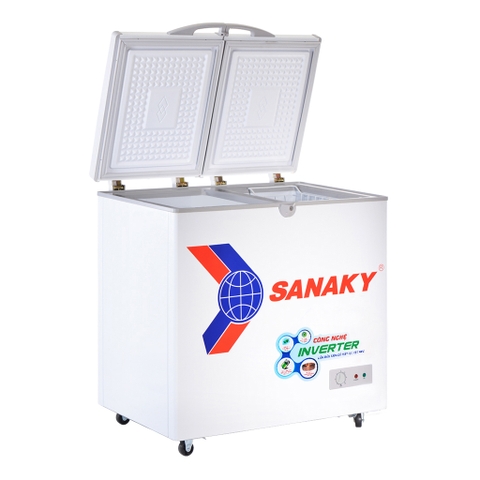Tủ đông sanaky VH-2599W3, inverter 195 lít, 2 ngăn đông, mát, dàn lạnh đồng