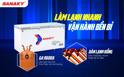 Tủ đông sanaky VH-6699W4K 485 lít, inverter, mặt kính cường lực