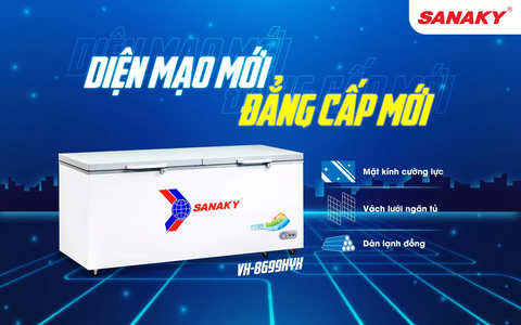 Tủ đông Sanaky VH-1199HYK, 900 lít, 1 ngăn đông, Nắp kính cường lực