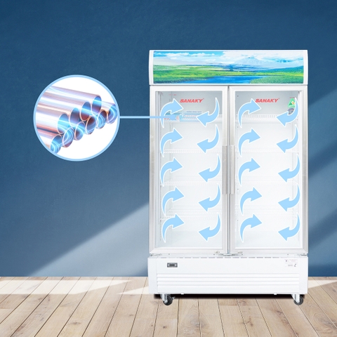 Tủ mát Sanaky VH-1209HP, dung tích lớn 1100 Lít, dàn đồng