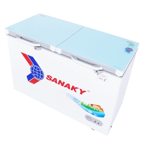 Tủ đông Sanaky VH-4099W2KD, 280 lít, 1 ngăn đông, 1 ngăn mát, dàn lạnh đồng, mặt kính cường lực
