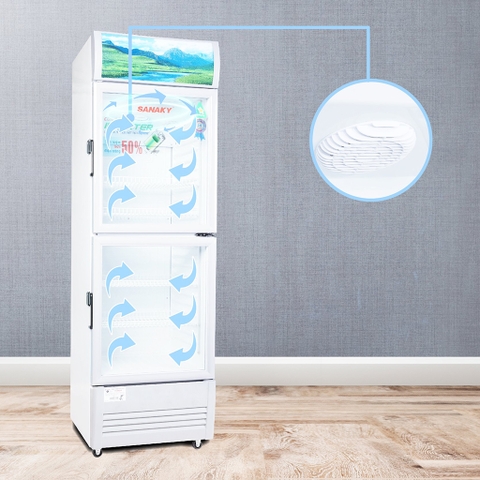 Tủ mát sanaky VH-408W3L Low-E 340 Lít, 2 cánh trên dưới