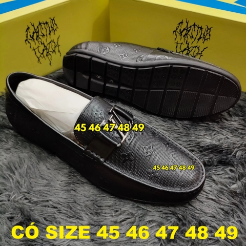 Giày Lười Nam Big Size Da Thật Size Lớn (45 46 47 48 49) - ĐEN - 44UP.GTX.18B