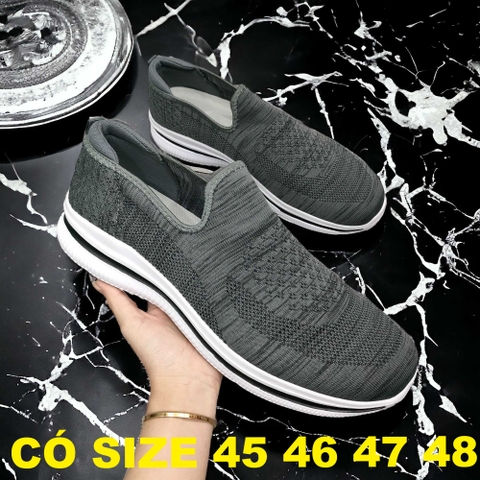 Giày Lười Nam Big Size, Có Size Lớn (45 46 47 48) - Xám Đậm - GLBS.05G1