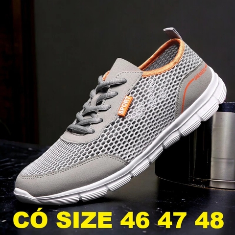Giày Vải Lưới Big Size Nam (size 46 47 48) - Xám - TTQC.06G