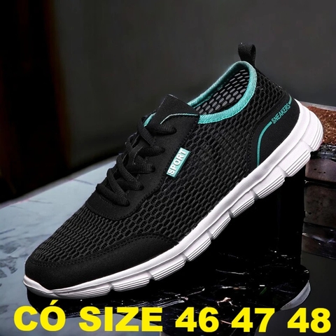 Giày Vải Lưới Big Size Nam (size 46 47 48) - ĐEN - TTQC.06B