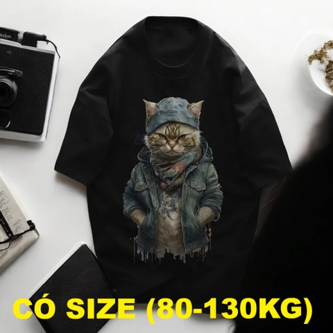 Áo Thun Form Rộng Vải Cotton Big Size Nam (80-130kg) - Đen - BF.AT.10B