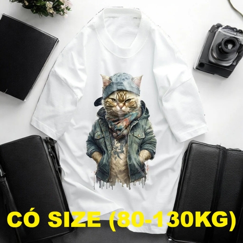 Áo Thun Form Rộng Vải Cotton Big Size Nam (80-130kg) - Trắng - BF.AT.10W
