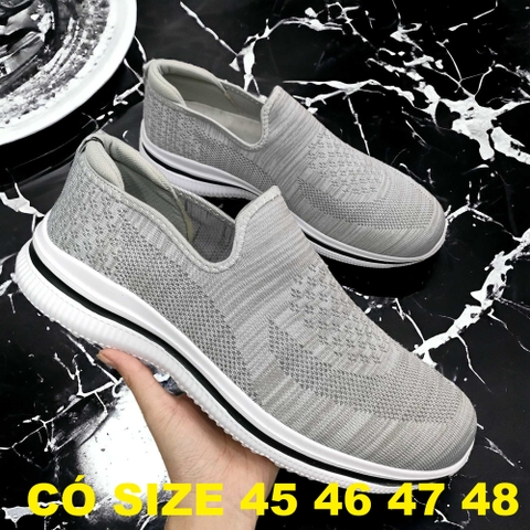 Giày Lười Nam Big Size, Có Size Lớn (45 46 47 48) - Xám Nhạt - GLBS.05G