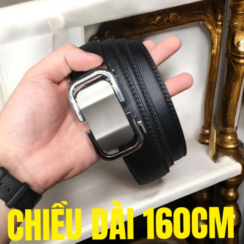 Thắt Lưng Da Big Size Nam Viền Trơn - Độ Dài 160cm - Xám Dây Đen - TL.03BG-160