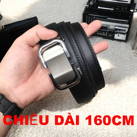Thắt Lưng Da Big Size Nam Viền Trơn - Độ Dài 160cm - Đen Dây Navy - TL.03BCh-160
