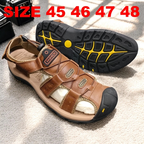 Sandal nam big size, dép quai hậu size ngoại cỡ (45 46 47 48) - NÂU - 44UP.SD.02Br