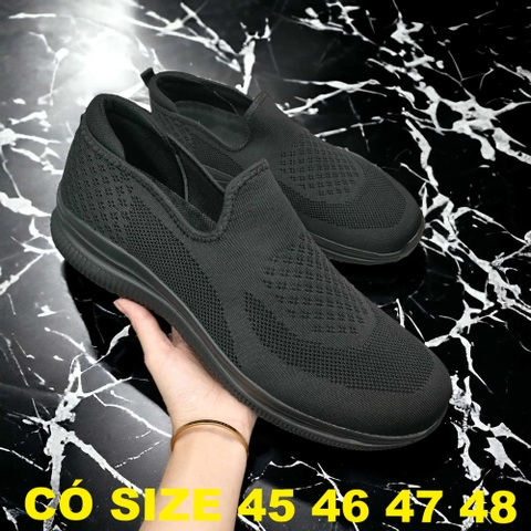 Giày Lười Nam Big Size, Có Size Lớn (45 46 47 48) - ĐEN FULL - GLBS.05BB