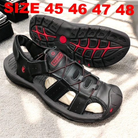 Sandal nam big size, dép quai hậu size ngoại cỡ (45 46 47 48) - ĐEN - 44UP.SD.02BB