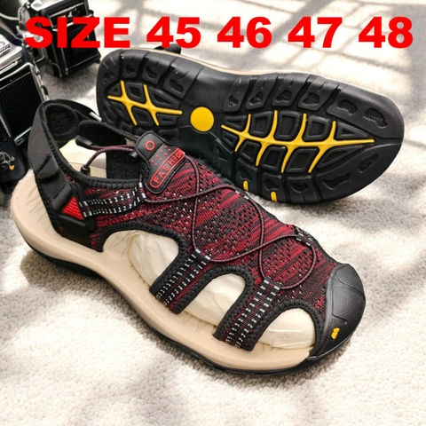 Sandal nam big size, dép quai hậu size ngoại cỡ (45 46 47 48) - ĐEN VIỀN ĐỎ - 44UP.SD.02B1