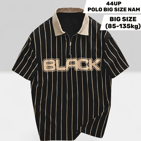 Áo polo big size nam, vải mát không xù (85-135kg) - Đen - BF.PL.22B - 44UP