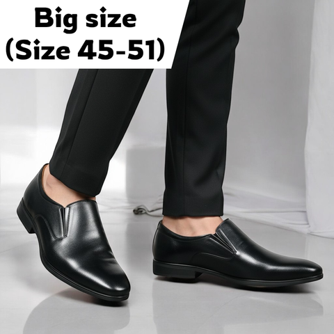 Giày Tây Xỏ Nam Big Size - Da Thật, Giày Lười Nam (45 46 47 48 49 50 51) - Đen - GTXDB.01B