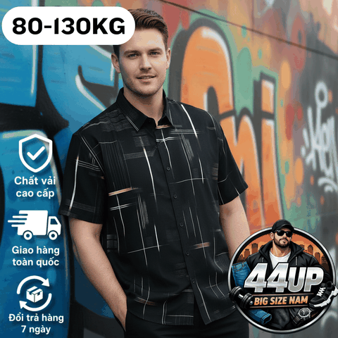 Áo Sơ Mi Tay Ngắn Big Size Nam (80-130kg) - Đen - BF.SMTN.14