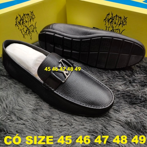 Giày Lười Nam Big Size Da Thật Size Lớn (45 46 47 48 49) - ĐEN - 44UP.GTX.19B