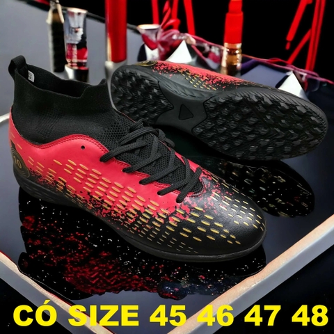 Giày Đá Bóng Nam Big Size (Size 45 46 47 48) - Đen Đỏ - BD.03