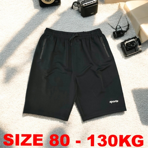 Quần Short Thun Thể Thao Big Size Nam (90-130kg) - Đen - BF.QS.07B