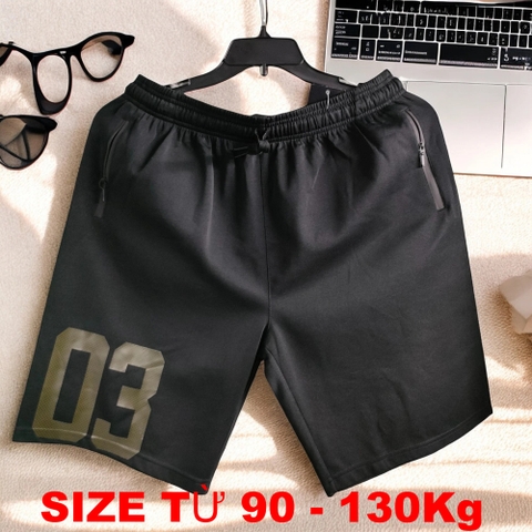 Quần Short Thun Thể Thao Big Size Nam (90-130kg) - Đen - BF.QS.09B