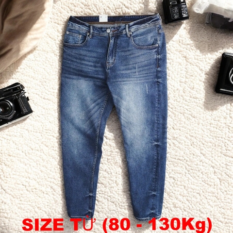 Quần Jean Dài Big Size Nam Có Co Giãn (80-130kg) - Xanh Đậm - BF.QJ.03XD