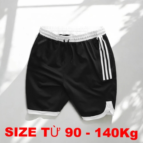 Quần Short Thun Thể Thao Big Size Nam (90-140kg) - Đen - BF.QS.10B