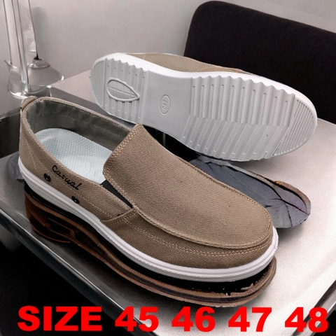 Giày Lười Vải Nam Big Size, Có Size Lớn (45 46 47 48) - Nâu - GLBS.03Br