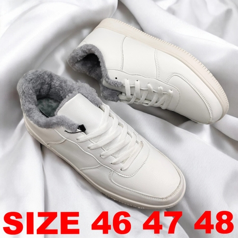 Giày Da Lót Lông Big Size Nam  (size 46 47 48) - Trắng  - TTQC.05W