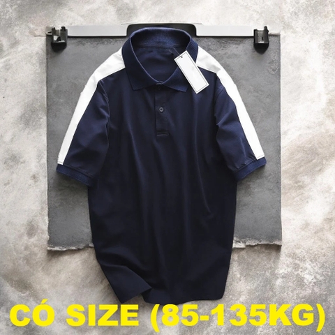 Áo Polo Big Size Nam Vải Cotton Mềm Mịn (85-135kg) - Chàm - BF.BL.14Ch