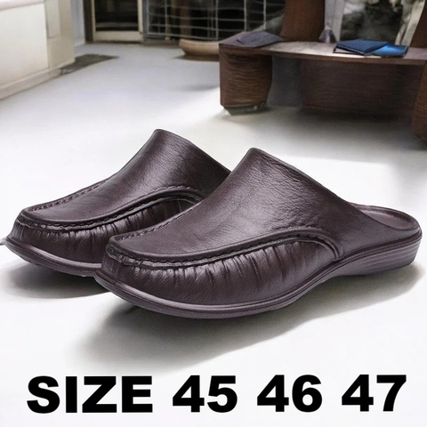 Giày Sục Nhựa Giả Da Big Size Nam  (size 45 46 47) - Nâu - GSBS.01Br