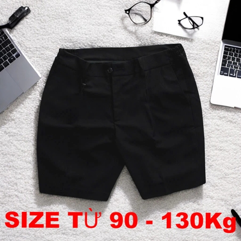 Quần Short Tây Lưng Thun Co Giãn  Big Size Nam (80-130kg) - Đen - BF.QST.02B