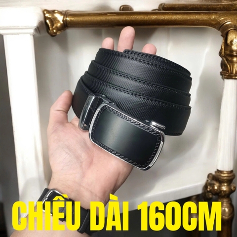 Thắt Lưng Da Big Size Nam Logo Vuông Trơn - Độ Dài 160cm - Đen - TL.01B-160