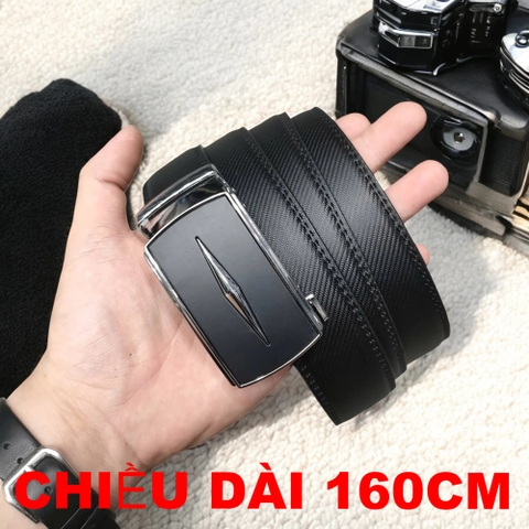 Thắt Lưng Da Big Size Nam Trơn Gạch Ngang - Độ Dài 160cm - Đen - TL.04B-160