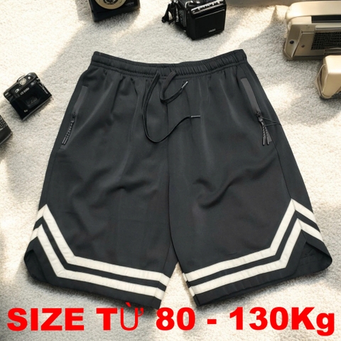 Quần Short Thun Thể Thao Big Size Nam (80-130kg) - Đen - BF.QS.08B