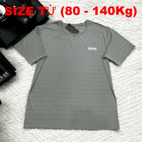 Áo Thun Lạnh Sọc Ngang Big Size Nam (80-140kg) - Xám - BF.AT.14G