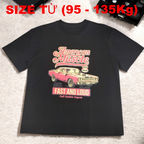 Áo Thun Form Rộng Vải Cotton Big Size Nam (95-135kg) - Đen - BF.AT.15B